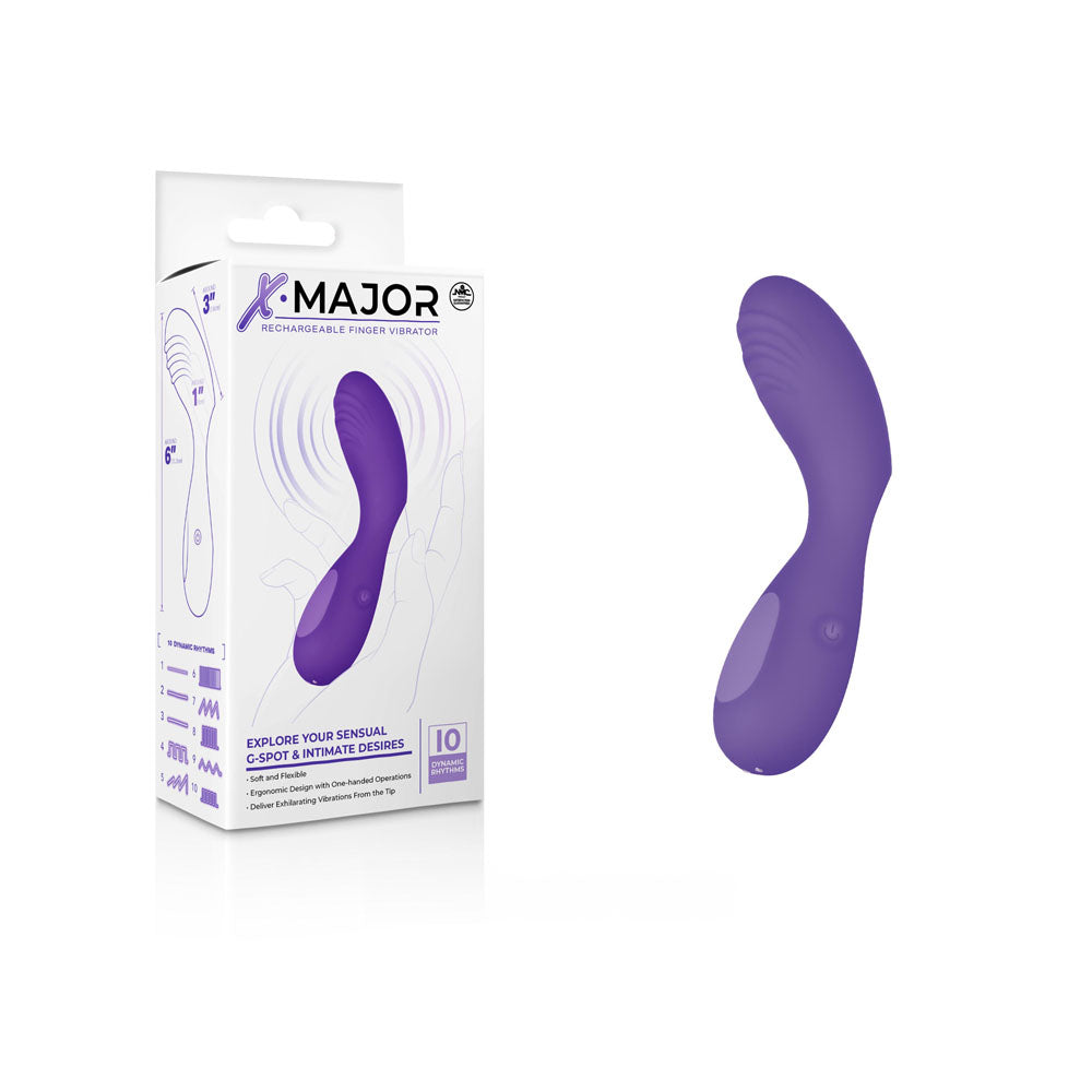 X Major Finger Vibe - Purple - Purple USB Rechargeable Finger Stimulator Excellent Power